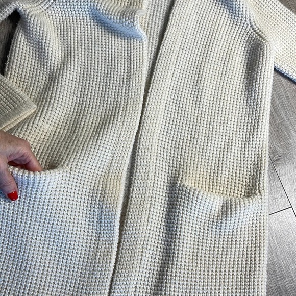 JENNI KAYNE Wool Cashmere Blend Hooded Open Front Duster Cardigan Womens Size XS - Picture 6 of 10